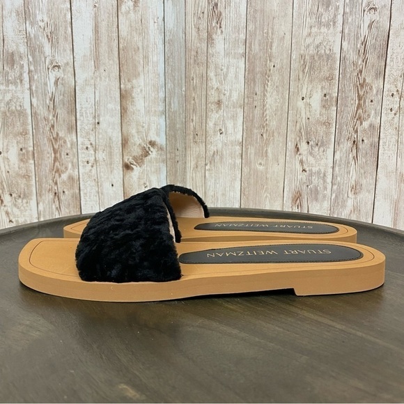 Stuart Weiztman Cammy Shearling Strap Slide Sandal Size 9.5 Women - Picture 6 of 12